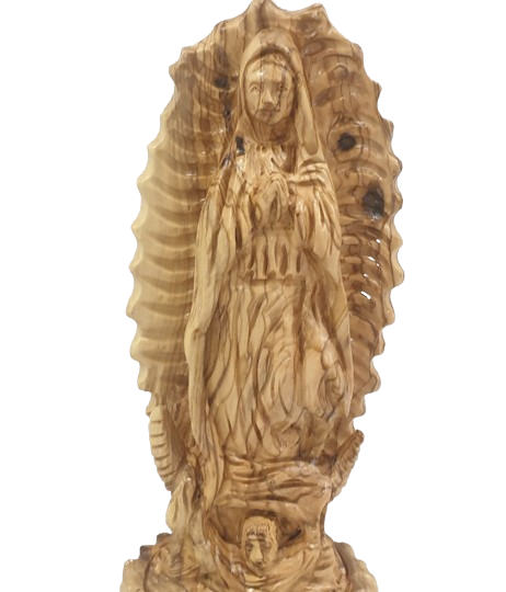 The Olive Wood Handmade Statue of the Lady of Guadalupe – A Testament to Craftsmanship, Symbolism, and Spiritual Connection (Height: 25cm)