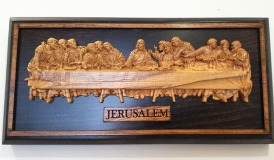 The Last Supper: Handcrafted Olive Wood Art from Bethlehem - A great Blessing (27*13*3.5cm)