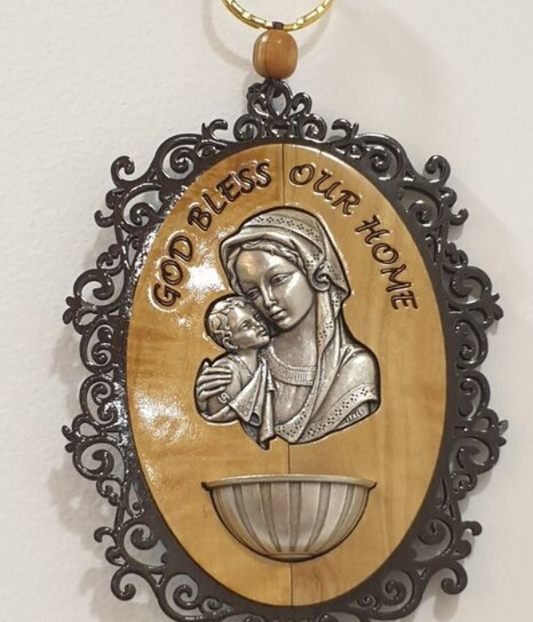 Sacred Olive Wood Virgin Mary &Baby Jesus Wall Plaque: a Special Holy Blessings