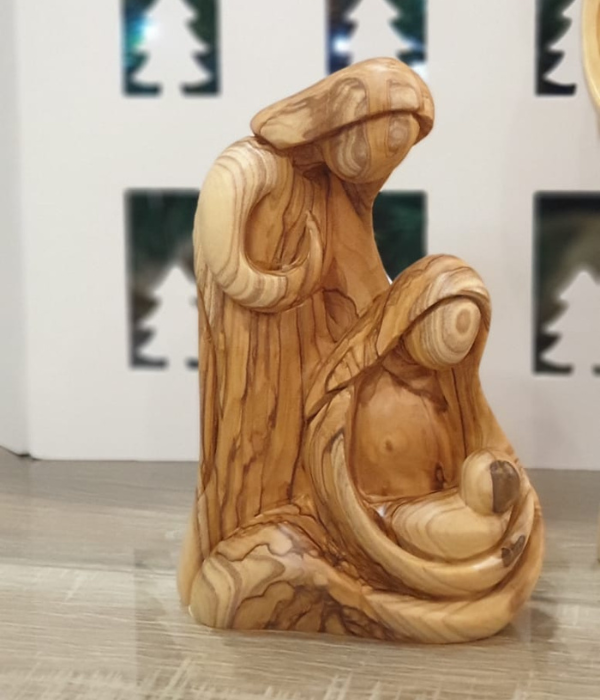 Handmade Olive Wood Holy Family Statue from Holy Land