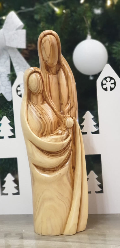 Handmade Olive Wood Holy Family Statue from Holy Land